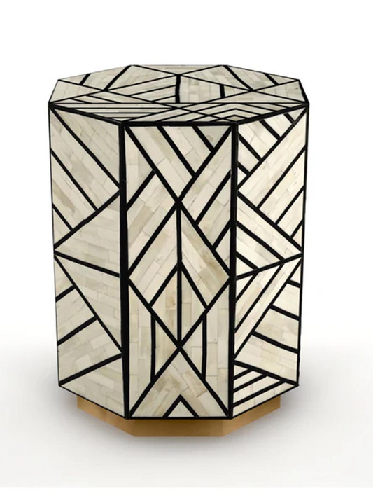 Inlay Drum Side Table