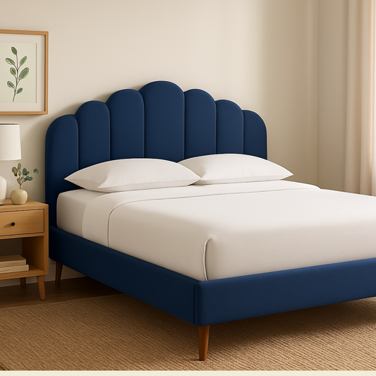 Harvey Scalloped Upholstered Wingback Bed