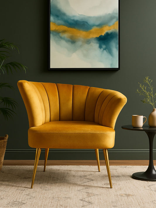 Luxury Opening Shell Designer Velvet Sofa Lounge Chair