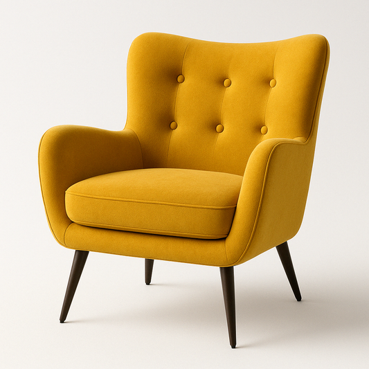 Royal Yellow Comfortable Tufted Velvet Sofa Lounge Chair
