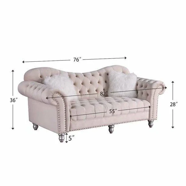 Luxury Classic America Chesterfield Tufted Camel Back Armchair Living Room Sofa, Beige