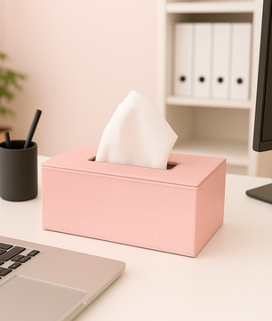 Leather Tissue Box-Pink