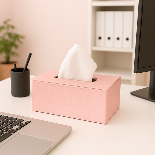 Leather Tissue Box-Pink