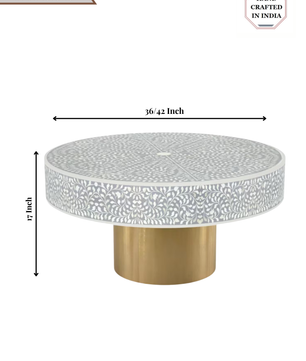 Inlay Blue Round Coffee Table - Cleo