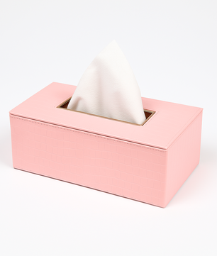 Leather Tissue Box-Pink