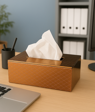 Leather Tissue Box-Copper Gold