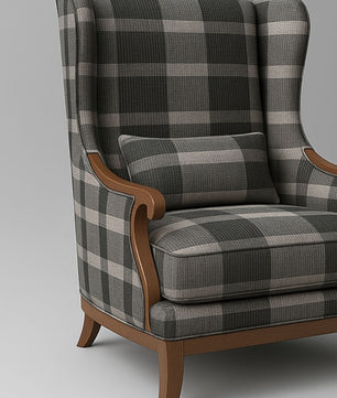 Elegant Wingback Accent Chair in Premium Velvet Fabric with Cushion