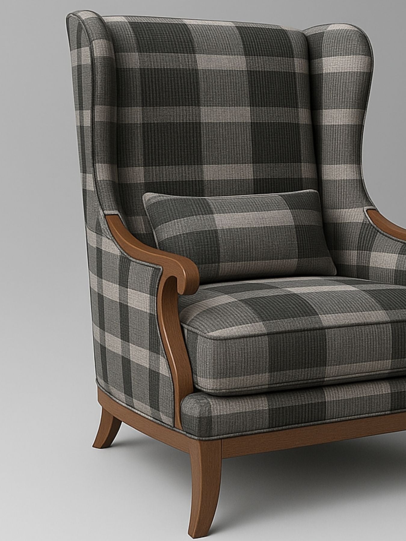 Elegant Wingback Accent Chair in Premium Velvet Fabric with Cushion