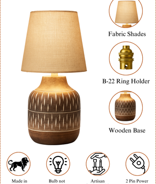 Wooden Table Lamp with Jute Shade