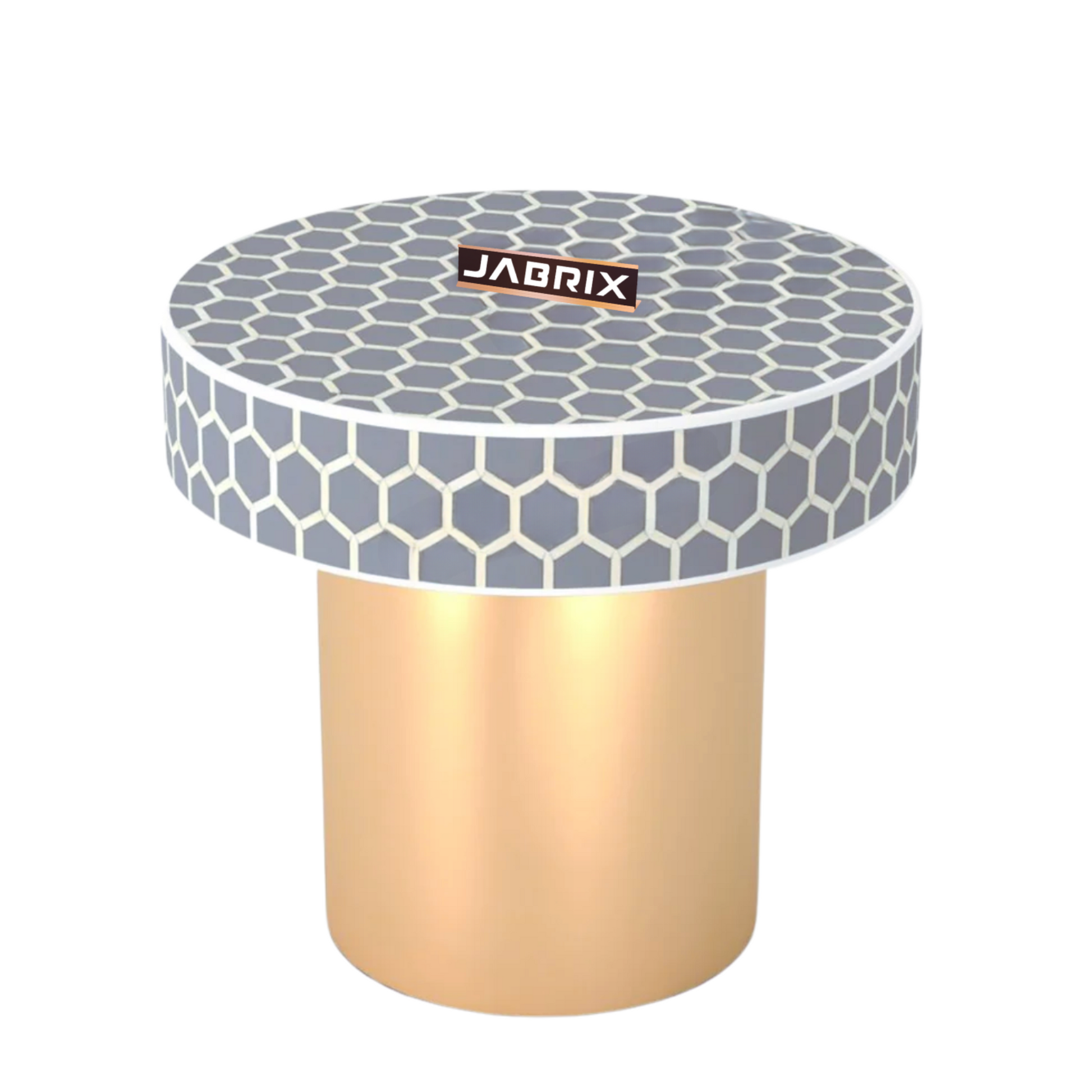 Inlay Round Side Table- HoneyComb