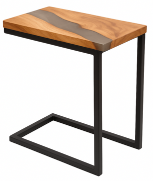 Epoxy Resin End Table in Teak Wood – Timeless Design
