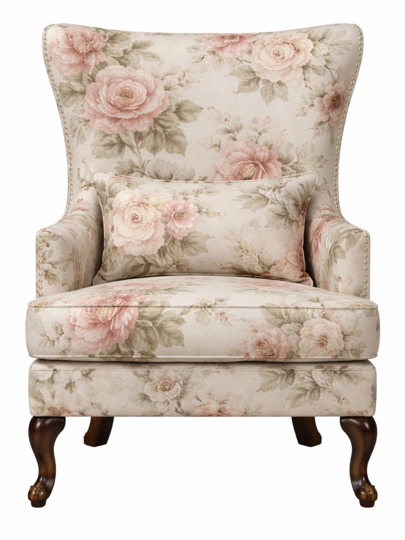Zenlyx Premium Floral Wingback Accent Chair