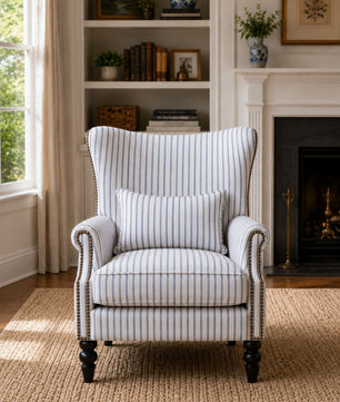Coastal Stripe Wing Chair