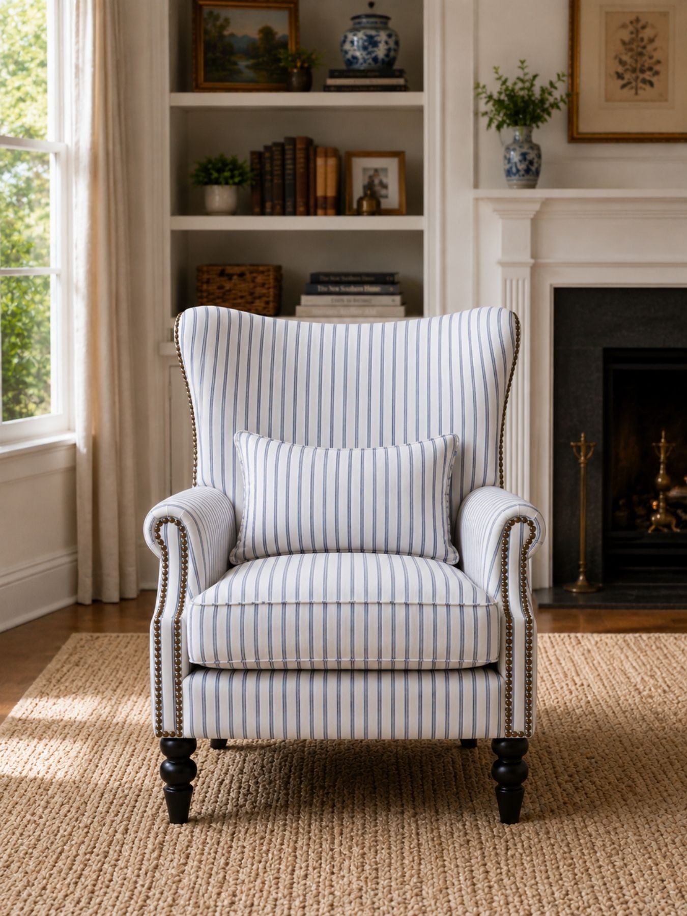 Coastal Stripe Wing Chair