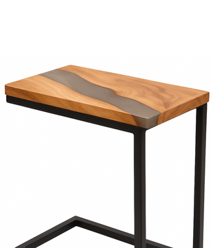 Epoxy Resin End Table in Teak Wood – Timeless Design