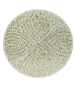 Mother of Pearl Round White Coffee Table- Cleo