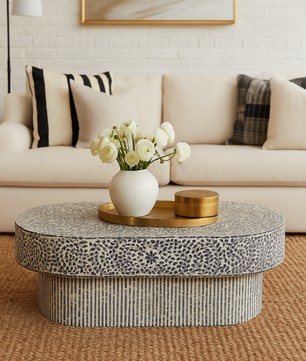 Inlay Oval Shape Coffee Table - Sunstrike