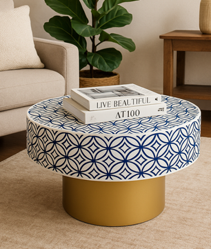 Inlay Round Coffee Table-GeoFlora