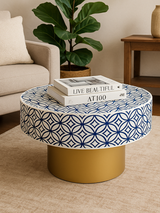 Inlay Round Coffee Table-GeoFlora