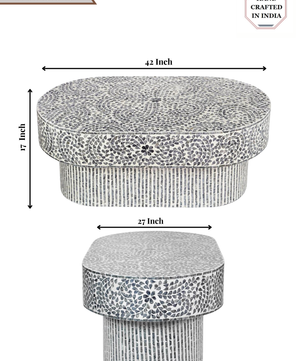 Inlay Oval Shape Coffee Table - Sunstrike