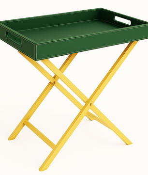Pu Leather Foldable Tray with Metal Stand-Green