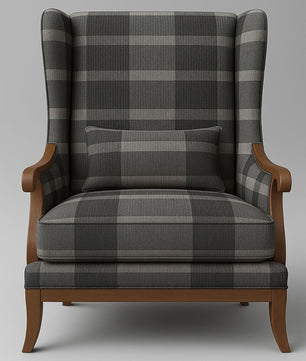 Elegant Wingback Accent Chair in Premium Velvet Fabric with Cushion