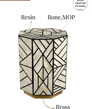 Inlay Drum Side Table