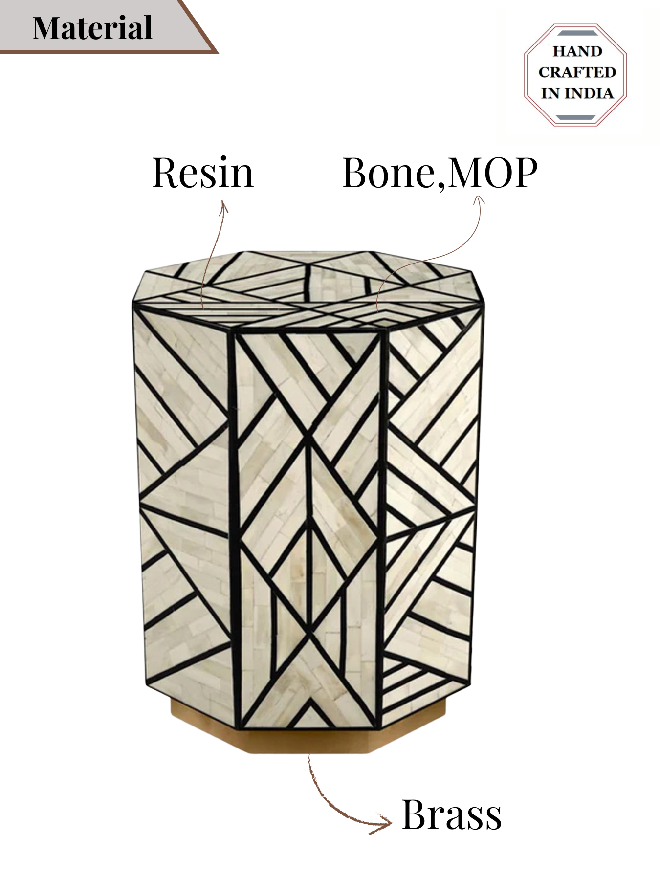 Inlay Drum Side Table