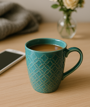 Green Ceramic Coffee Mug – 350ML  Set Of 2