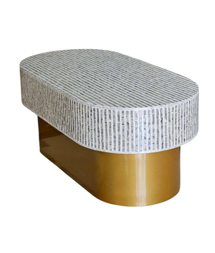 Mother of Pearl Round White Coffee Table- Cleo