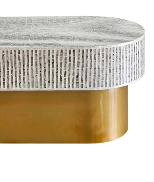 Mother of Pearl Round White Coffee Table- Cleo