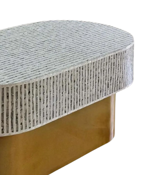 Mother of Pearl Round White Coffee Table- Cleo
