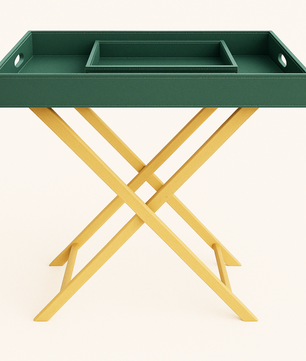 Pu Leather Foldable Tray with Metal Stand-Green