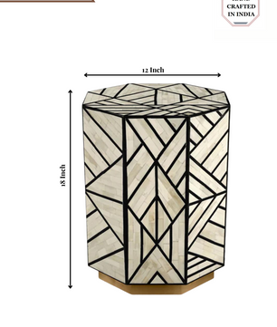 Inlay Drum Side Table