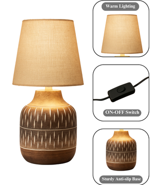 Wooden Table Lamp with Jute Shade
