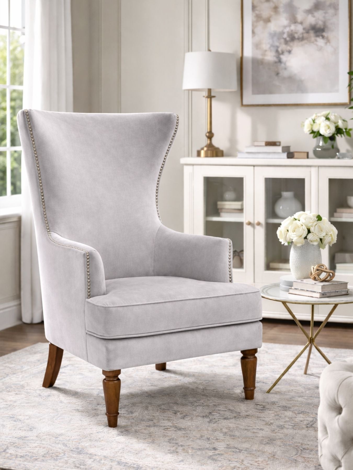 Elysian Velvet Wingback Accent Chair