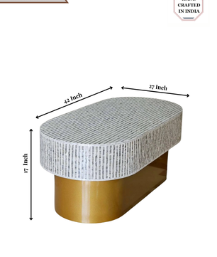 Mother of Pearl Round White Coffee Table- Cleo