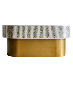 Mother of Pearl Round White Coffee Table- Cleo