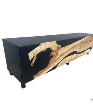 Modern Black Epoxy Buffet Cabinet
