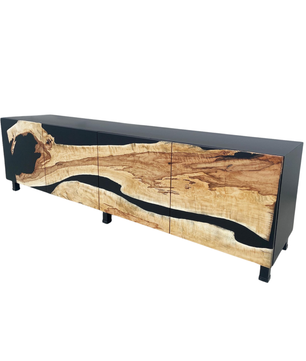 Modern Black Epoxy Buffet Cabinet