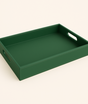Pu Leather Foldable Tray with Metal Stand-Green