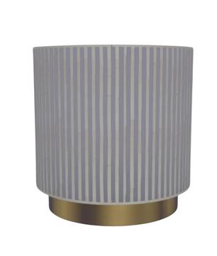 Inlay Drum Side Table with Base - Waterfall