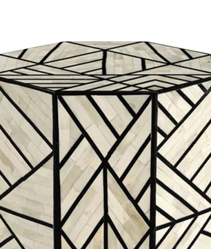 Inlay Drum Side Table