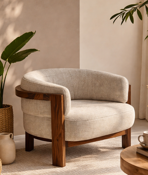 Elra Solid Teak Wood Accent Chair