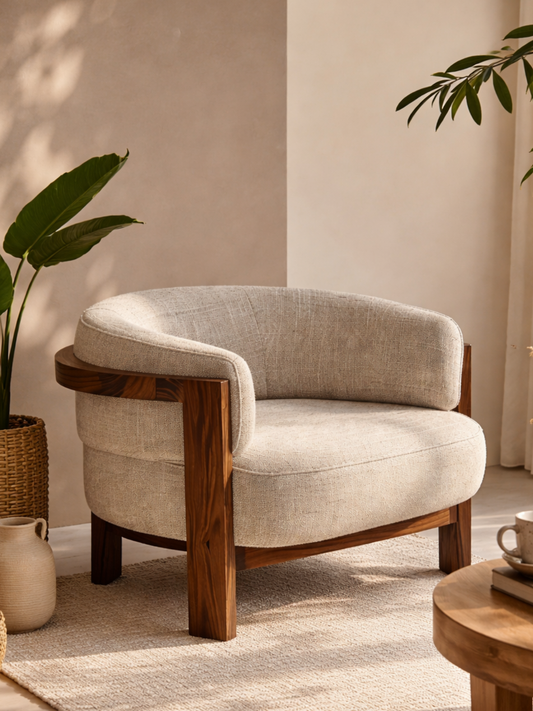Elra Solid Teak Wood Accent Chair