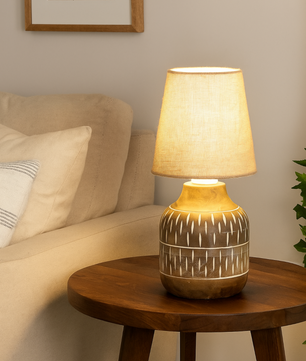 Wooden Table Lamp with Jute Shade