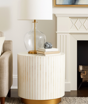Inlay Drum Side Table