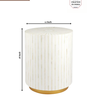Inlay Drum Side Table