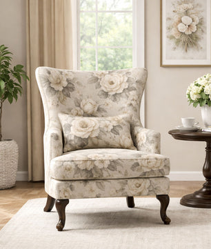 Maison Floral Wingback Accent Chair