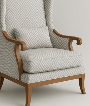 Premium Wingback Lounge Chair with Modern Geometric Velvet Fabric & Solid Wood Frame